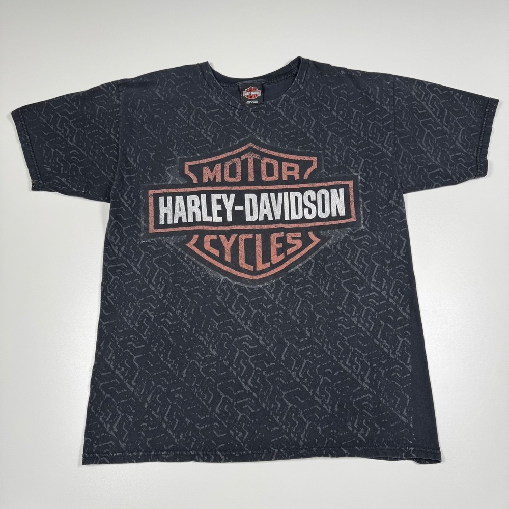 Vintage 2006 HARLEY DAVIDSON All Over Print Shirt Black - Las Vegas - Large